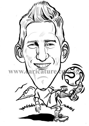 Caricature of Bastian Schweinsteiger ink watermark