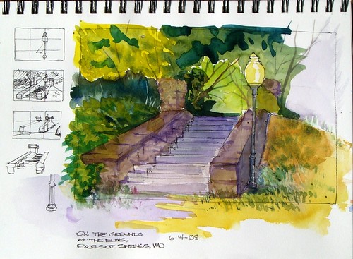 Watercolor Sketch - On the Grounds at the Elms