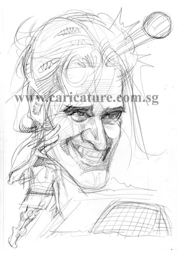 Caricature of Luca Toni pencil sketch watermark