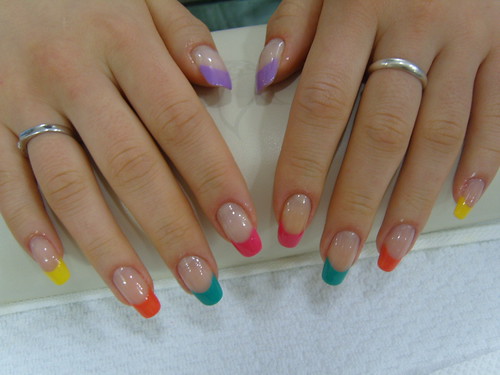 acrylic nails Purple green yellow red colors nail designs gallery