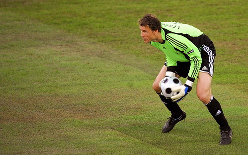 Jens Lehmann catches a ball during the Euro 2008 Championships quarter-final