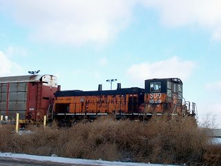 Former Milwaukee Road EMD MP-15AC working at the CP Rail Bensenville Yard. Bensenville Illinois. January 2007.