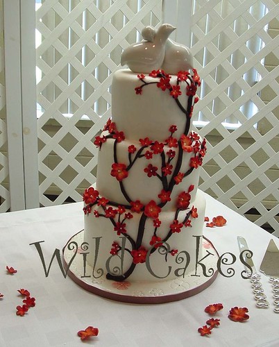Cherry Blossom Wedding Cake Choose the bridesmaid gowns color to match the 