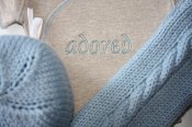 Adored Set - cabled longies, embroidered wrap shirt & knit hat  - newborn
