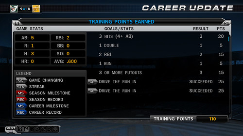 MLB 09 The Show screenshot - RTTS Training Points