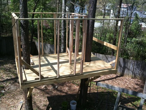 Last walls framed and railing started