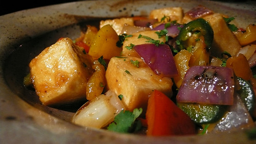 Fried tofu in Spicy Coconut Sauce