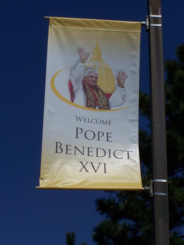 Pope banner at Catholic University