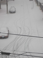 Car tracks in the snow