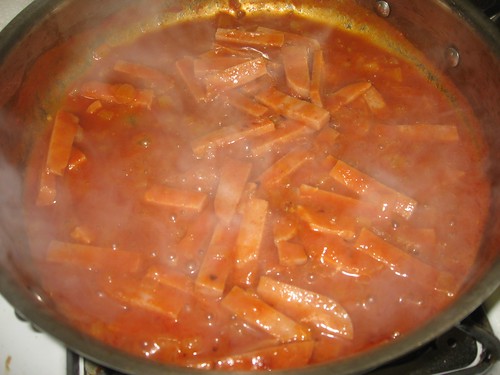 Cooking Down Salsa, Onions and SPAM
