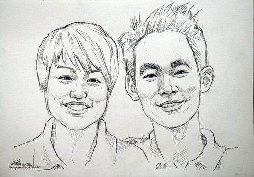 Couple portraits in pencil (simple strokes)