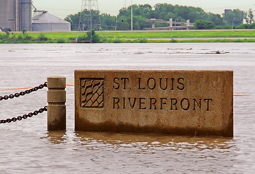 Saint Louis Riverfront sign, in Mississippi River