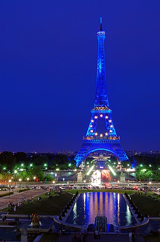 Eiffel Tower in Blue for French EU Presidency