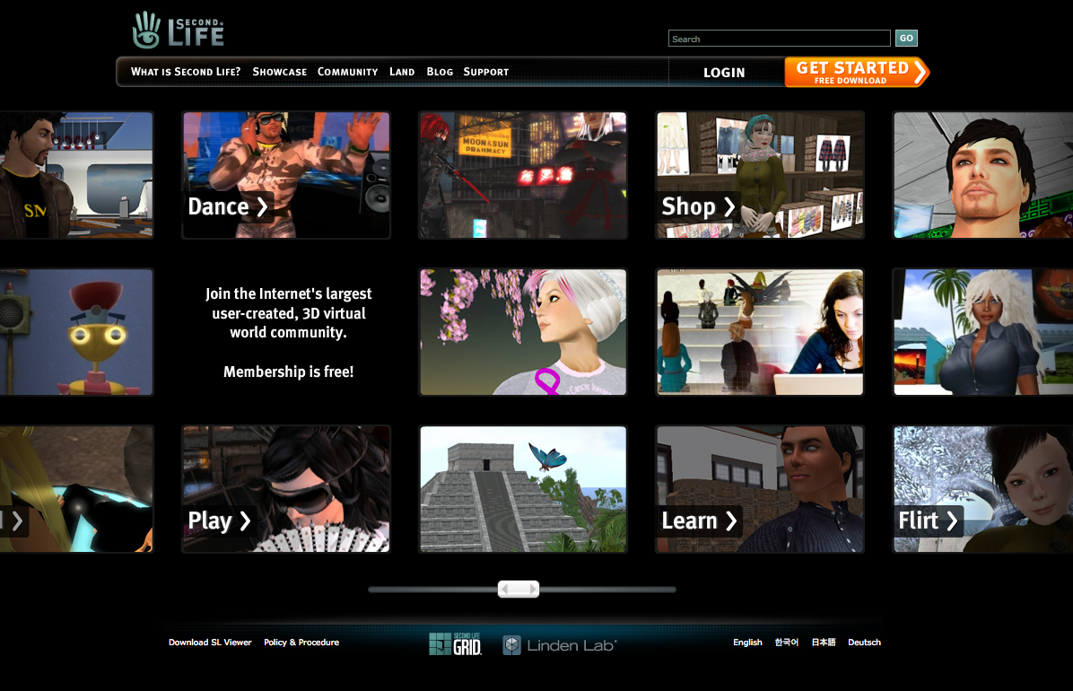 Second Life Home Page