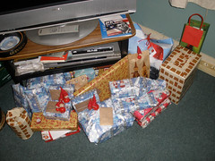 Christmas presents under the telly (we had no tree)