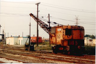 Grand Trunk Western Railroad M.O.W Burro crane at the abandoned Elsdon Yard site. Chicago Illinois. September 1987. by Eddie from Chicago