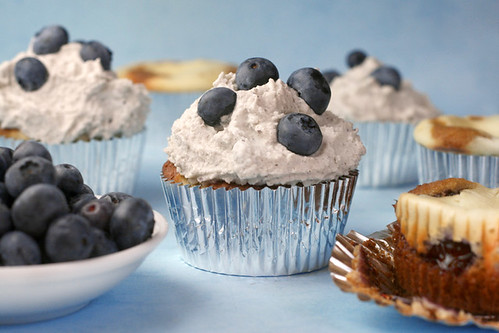 Blueberry Basil Cheesecake Cupcakes
