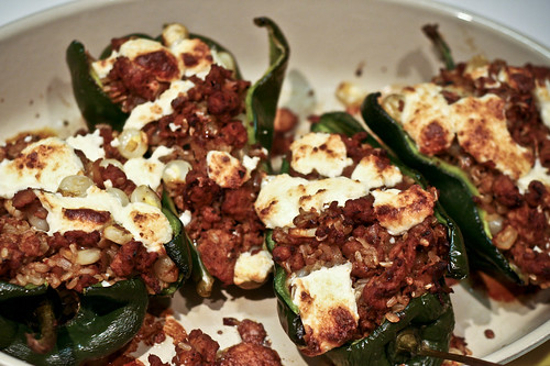 andouille-stuffed poblano peppers