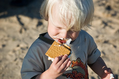 S'mores on the beach. Gooey goodness.