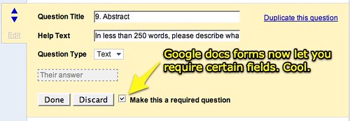 Google docs forms let you require fields