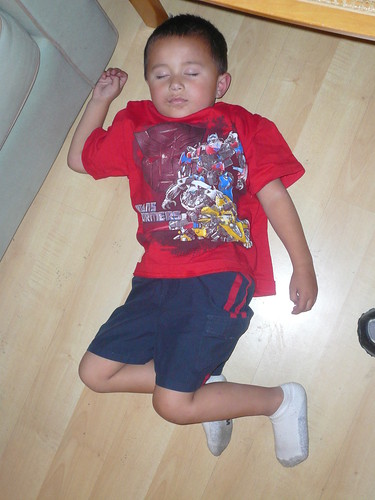 Gavin asleep on the floor