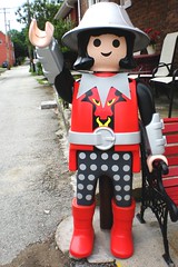 Giant Playmobil Knight outside The Toy Box in Ligonier, PA