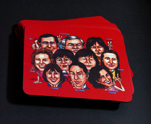 Seagate Group caricatures printed on 11 mousepads