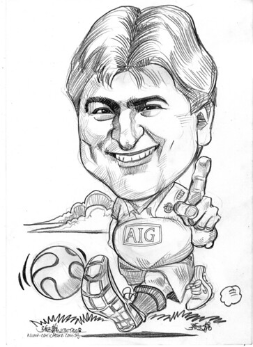 Caricature Manchester United soccer player