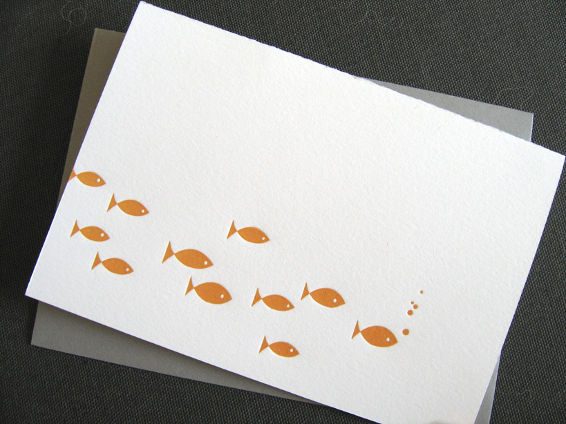Fishies letterpress card