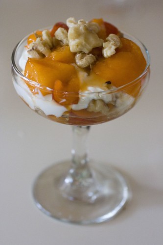 Honey-Apricot Parfait With Greek Yogurt, and Walnuts