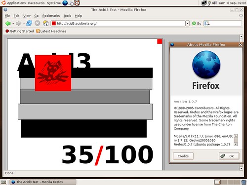 Firefox 1.0.7 et Acid 3