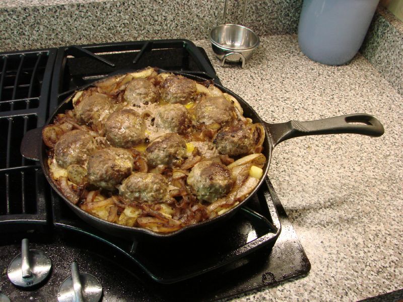 baked meatballs and potato