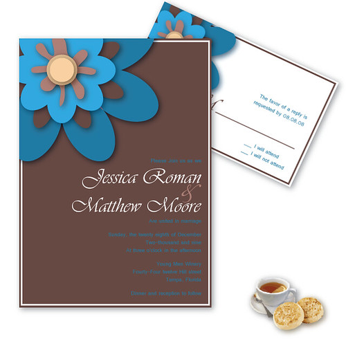Julie Wedding Invitation and RSVP set, Blue flower wedding invitation, wedding invitation idea, wedding invitation, flowers, photos