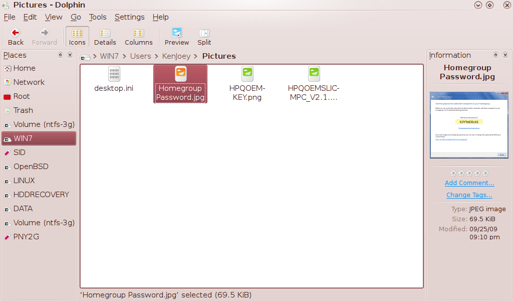 Dolphin File Manager in Pardus Linux