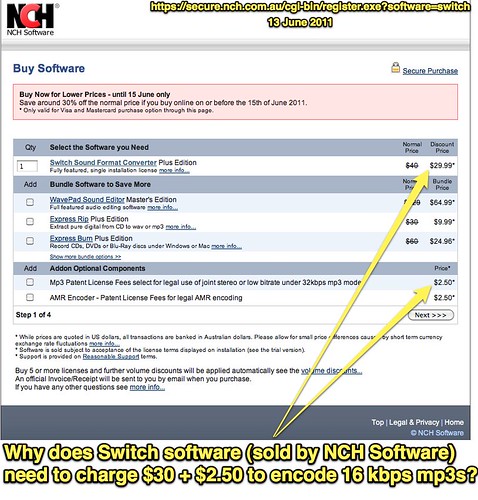 NCH Software: Why charge for 16 kbps encoding in Switch software?