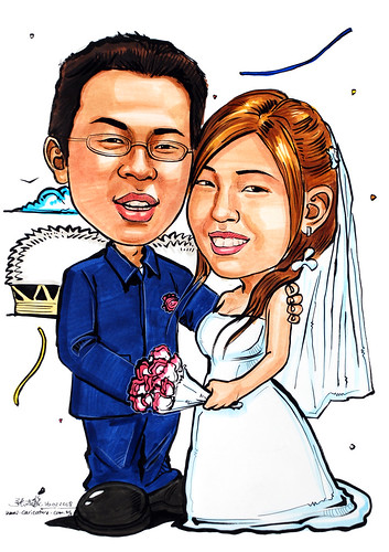 couple caricatures wedding 160208