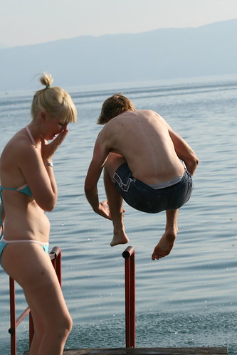 : jump, ohrid, lake, macedonia, swimming, lakeohrid, sonia, bikini, jumoing, magnus, dock, beach