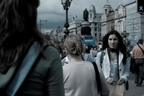 People crossing street in Dublin