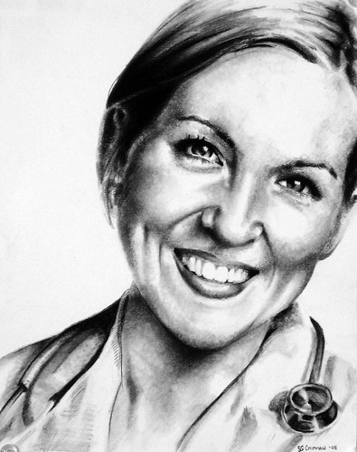 Carbon Pencil portrait entitled Ashley