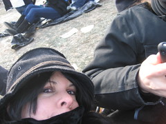 Me on the ground, this laying down thing was colder than standing and hopping around! :)