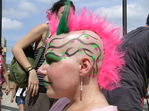 Janet, rockin' the pink and green mohawk