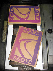 Alpine Slide Print with inked linoleum block