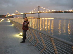 Sarah in front of Bay Bridge