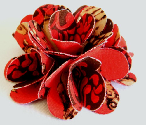 Fabric Flower - Flower Brooch/Pin or Hair Clip - Eclectic Layer