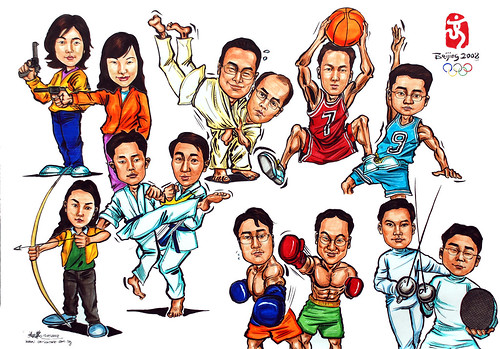 Group caricatures for Microsoft Korea Team colour