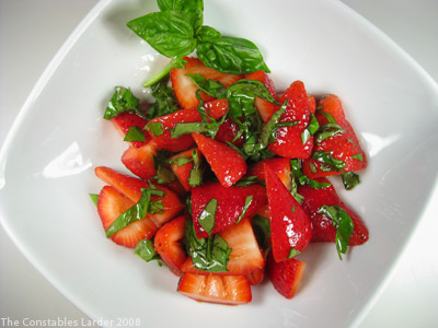 Strawberries, basil and honey