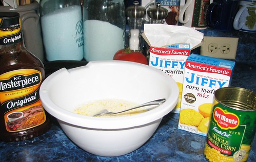 making the corn muffin mixture