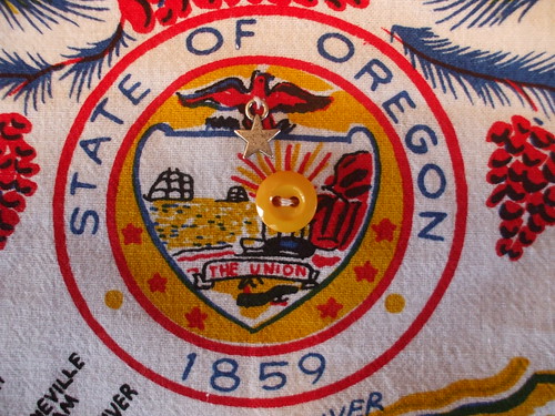 embellished Oregon state seal on my curtains