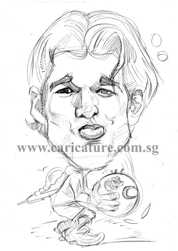 Caricature of Michael Ballack pencil sketch watermark