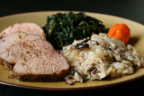 Roasted Five-Spice Pork Tenderloin with Sticky Rice Risotto